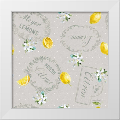 Floursack Lemon Pattern V White Modern Wood Framed Art Print by Nai, Danhui