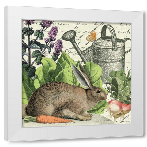 Garden Rabbit I White Modern Wood Framed Art Print by Wild Apple Portfolio