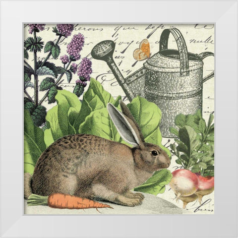 Garden Rabbit I White Modern Wood Framed Art Print by Wild Apple Portfolio