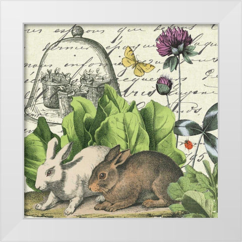 Garden Rabbit II White Modern Wood Framed Art Print by Wild Apple Portfolio