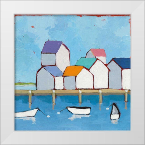 The Wharf White Modern Wood Framed Art Print by Adams, Phyllis
