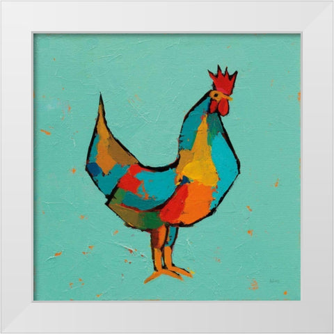 The Strutter White Modern Wood Framed Art Print by Adams, Phyllis