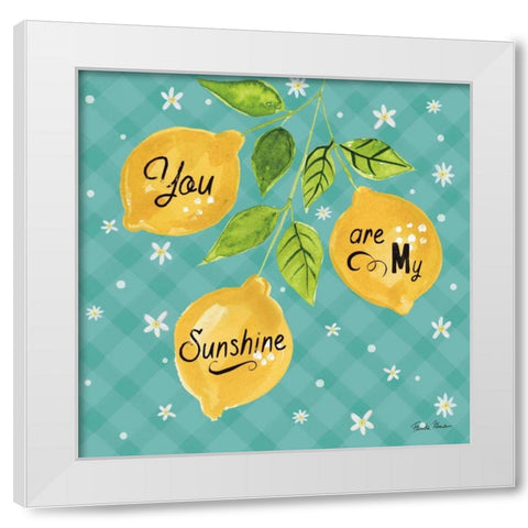 Mellow Yellow V Turquoise White Modern Wood Framed Art Print by Zaman, Farida