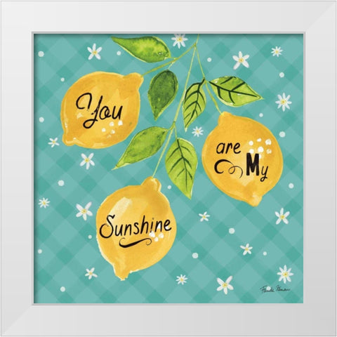 Mellow Yellow V Turquoise White Modern Wood Framed Art Print by Zaman, Farida