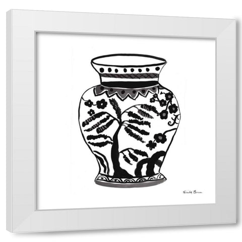 Chinoiserie IV Black White Modern Wood Framed Art Print by Zaman, Farida