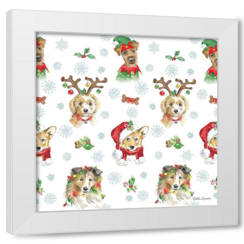 Holiday Paws Step 01A White Modern Wood Framed Art Print by Grove, Beth