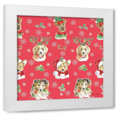 Holiday Paws Step 01C White Modern Wood Framed Art Print by Grove, Beth