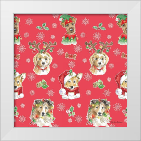 Holiday Paws Step 01C White Modern Wood Framed Art Print by Grove, Beth