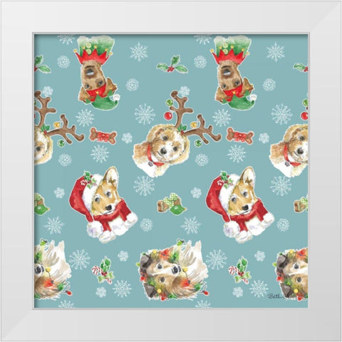 Holiday Paws Step 02B White Modern Wood Framed Art Print by Grove, Beth