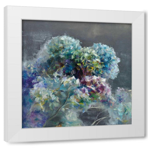 Abstract Hydrangea Dark White Modern Wood Framed Art Print by Nai, Danhui