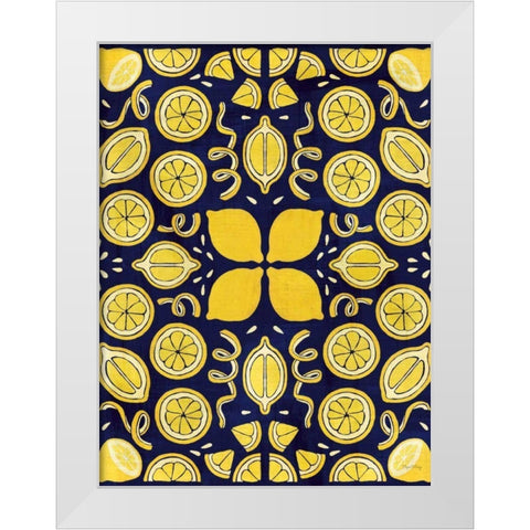 Otomi Lemon Navy Crop White Modern Wood Framed Art Print by DeNeige, Elyse