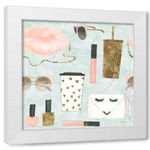 Boss Ladies Pattern VIB Aqua White Modern Wood Framed Art Print by Jackson, Jenaya