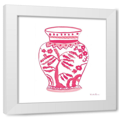 Chinoiserie IV Pink White Modern Wood Framed Art Print by Zaman, Farida