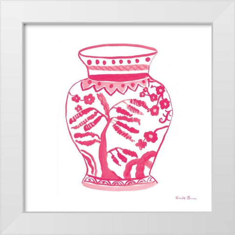 Chinoiserie IV Pink White Modern Wood Framed Art Print by Zaman, Farida