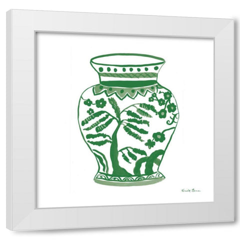 Chinoiserie IV Green White Modern Wood Framed Art Print by Zaman, Farida