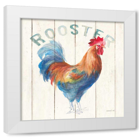 Rooster White Modern Wood Framed Art Print by Nai, Danhui