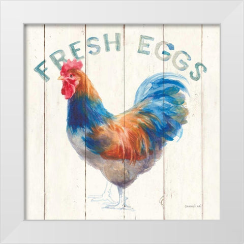 Fresh Eggs Hen White Modern Wood Framed Art Print by Nai, Danhui