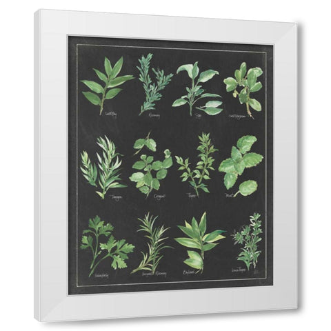 Herb Chart on Black White Border White Modern Wood Framed Art Print by Paschke, Chris