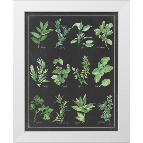Herb Chart on Black White Border White Modern Wood Framed Art Print by Paschke, Chris