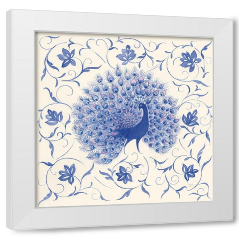 Peacock Garden I White Modern Wood Framed Art Print by Thomas, Miranda