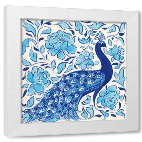 Peacock Garden IV White Modern Wood Framed Art Print by Thomas, Miranda
