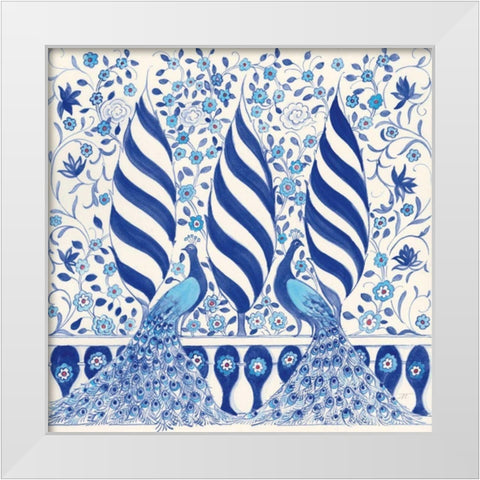 Peacock Garden V White Modern Wood Framed Art Print by Thomas, Miranda