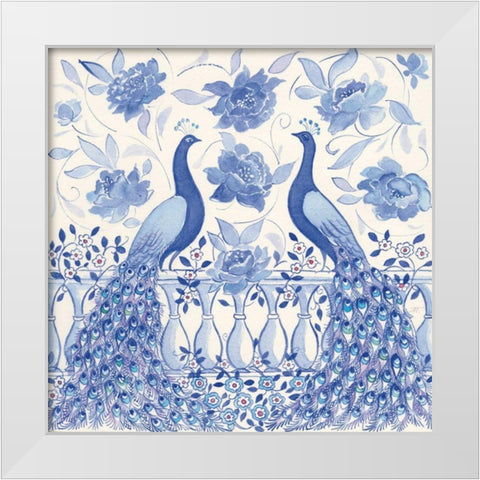 Peacock Garden VI White Modern Wood Framed Art Print by Thomas, Miranda