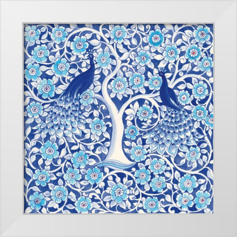 Peacock Garden VII White Modern Wood Framed Art Print by Thomas, Miranda