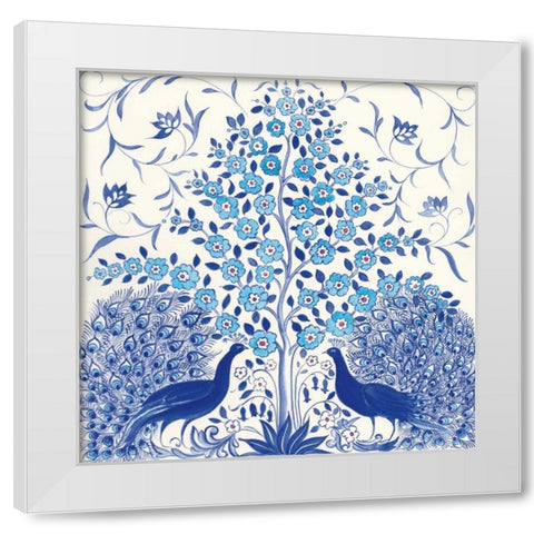Peacock Garden VIII White Modern Wood Framed Art Print by Thomas, Miranda
