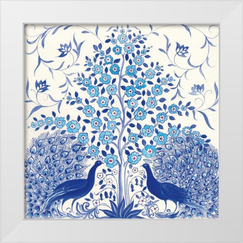 Peacock Garden VIII White Modern Wood Framed Art Print by Thomas, Miranda