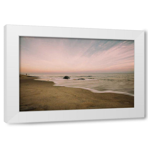 Beach Rays White Modern Wood Framed Art Print by Aledanda