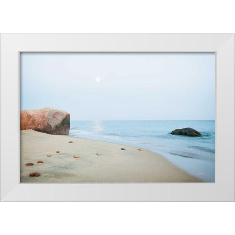 Coastal Rocks White Modern Wood Framed Art Print by Aledanda