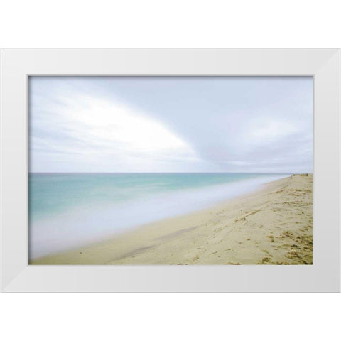 Early Morning Beach White Modern Wood Framed Art Print by Aledanda