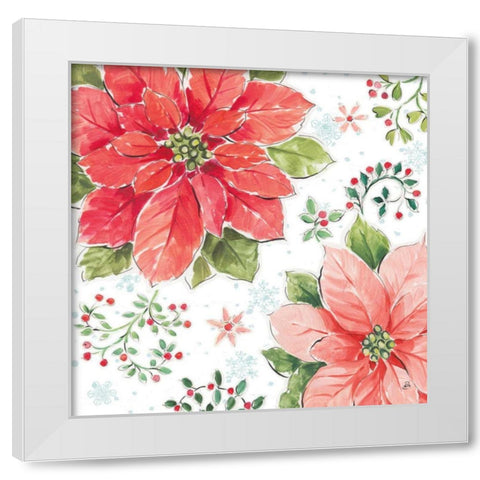 Country Poinsettias III White Modern Wood Framed Art Print by Brissonnet, Daphne