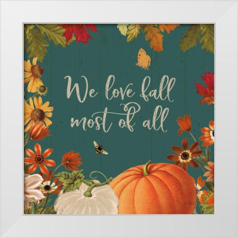 Fall Garden II Teal White Modern Wood Framed Art Print by Pertiet, Katie