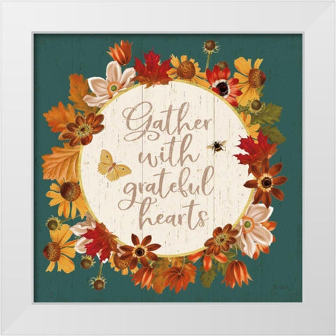 Fall Garden V Teal White Modern Wood Framed Art Print by Pertiet, Katie