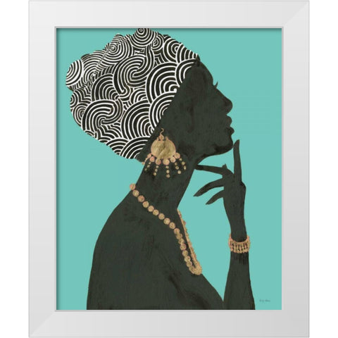 Graceful Majesty I Turquoise Crop White Modern Wood Framed Art Print by Adams, Emily