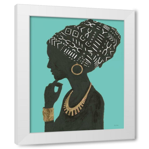 Graceful Majesty II Turquoise Crop White Modern Wood Framed Art Print by Adams, Emily