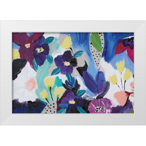 Happy Flower Bar I White Modern Wood Framed Art Print by Davis, Joan E.
