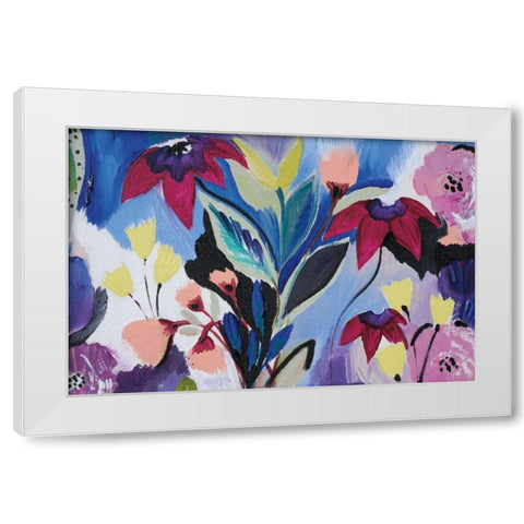 Happy Flower Bar II White Modern Wood Framed Art Print by Davis, Joan E.