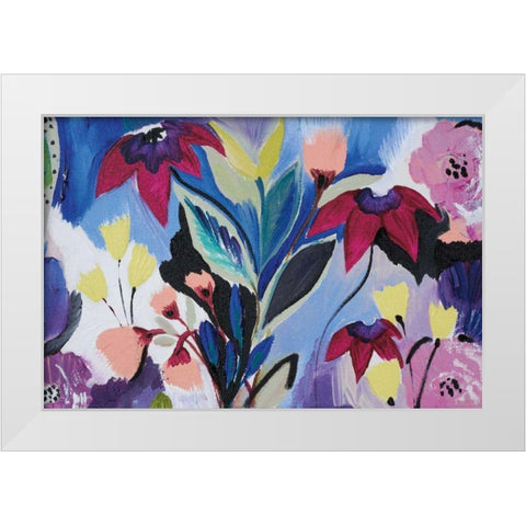 Happy Flower Bar II White Modern Wood Framed Art Print by Davis, Joan E.