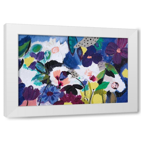 Happy Flower Bar III White Modern Wood Framed Art Print by Davis, Joan E.