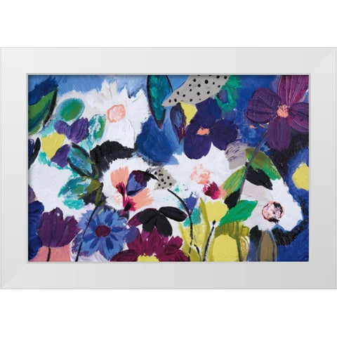 Happy Flower Bar III White Modern Wood Framed Art Print by Davis, Joan E.