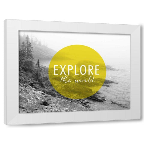 Explore the World v2 White Modern Wood Framed Art Print by Marshall, Laura
