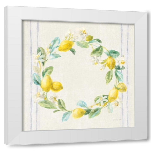 Floursack Lemons V Navy White Modern Wood Framed Art Print by Nai, Danhui