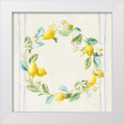 Floursack Lemons V Navy White Modern Wood Framed Art Print by Nai, Danhui