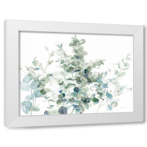 Eucalyptus I Cool White Modern Wood Framed Art Print by Nai, Danhui