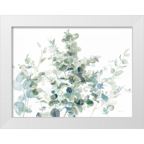 Eucalyptus I Cool White Modern Wood Framed Art Print by Nai, Danhui