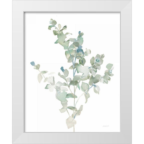 Eucalyptus II Cool White Modern Wood Framed Art Print by Nai, Danhui