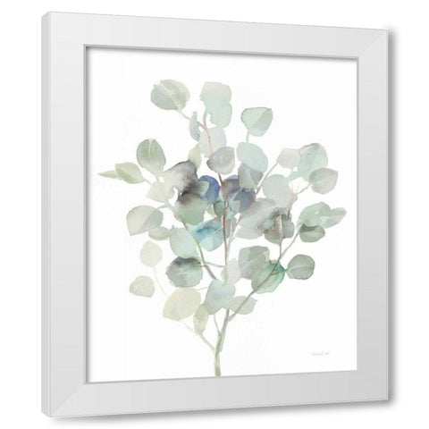 Eucalyptus III Cool White Modern Wood Framed Art Print by Nai, Danhui